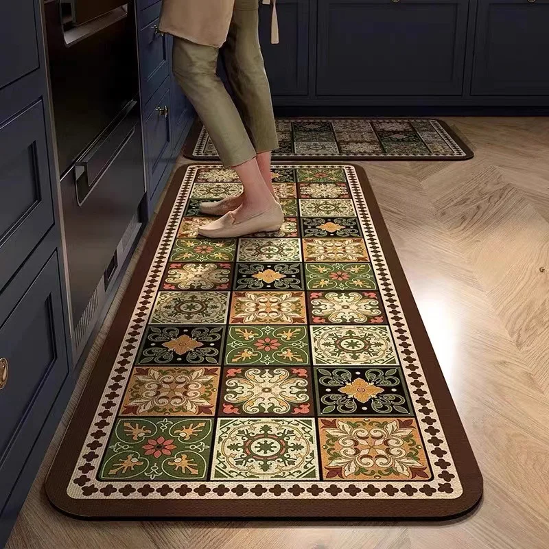 VIKAMA Kitchen Silica Mud Rug Non-slip Washable Durable Absorbs Water and Oil Suitable for Laundry Room Foot Mat for Home Decor