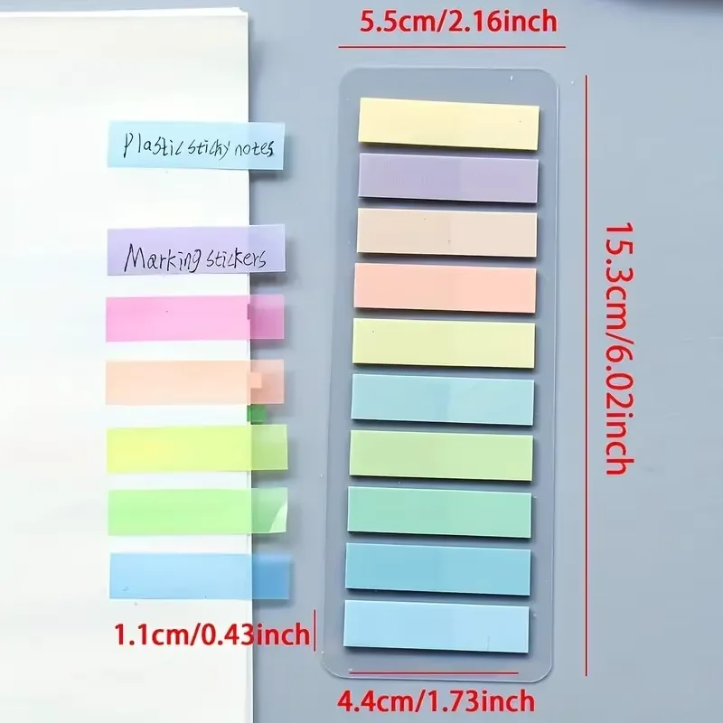 200Pcs of European vintage fluorescent PET transparent marked ten mixed colors for organization recording Suitable for office image 2