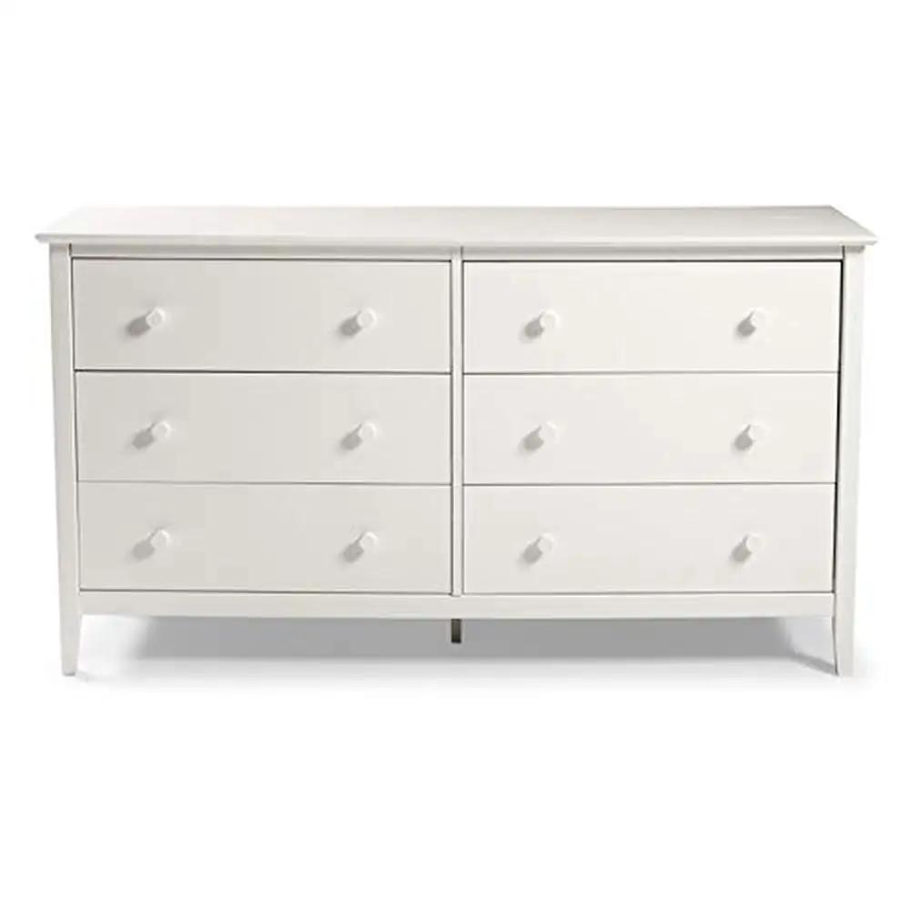 6-Drawer Dresser White Dove Gray Pine Veneers Wooden Knobs Classic Finish Durable Lightweight Safety Standards Easy Assembly