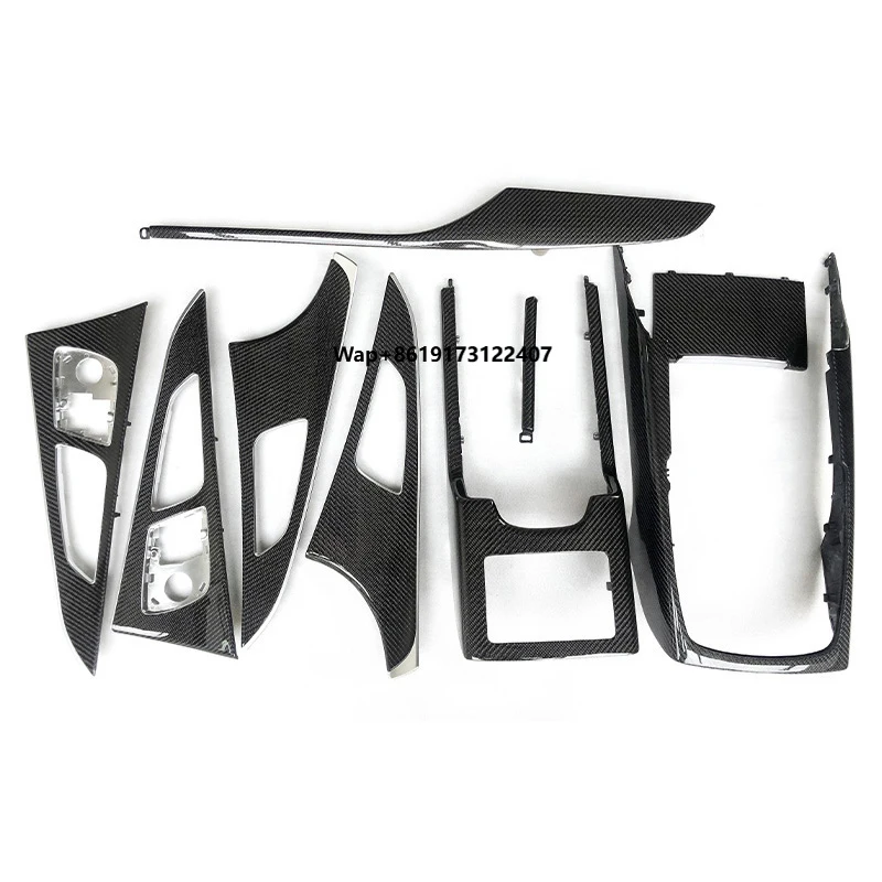 

2012-2018 C7 A6 S6 Carbon Fiber Interior Accessories 9-Pcs Car Dashboard Door Panel Console Cover Trim Kit