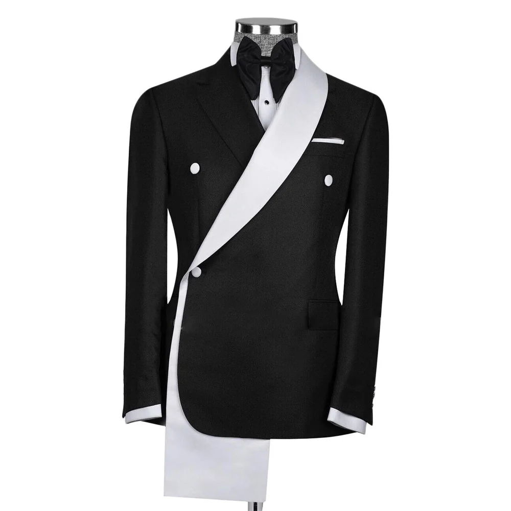 Costumes Slim Fit pour hommes, ensemble blazer à revers cranté et châle, chic, affaires, fête formelle, bureau, mariage, smoking, mode, nouveauté, 2 pièces