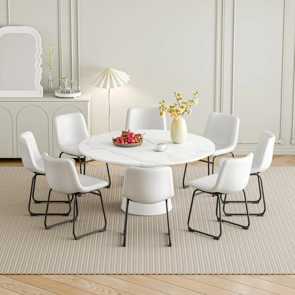 مجموعة من 4 كراسي مطبخ من الجلد الصناعي مع أرجل معدنية لتناول الطعام واستخدام البيسترو #3