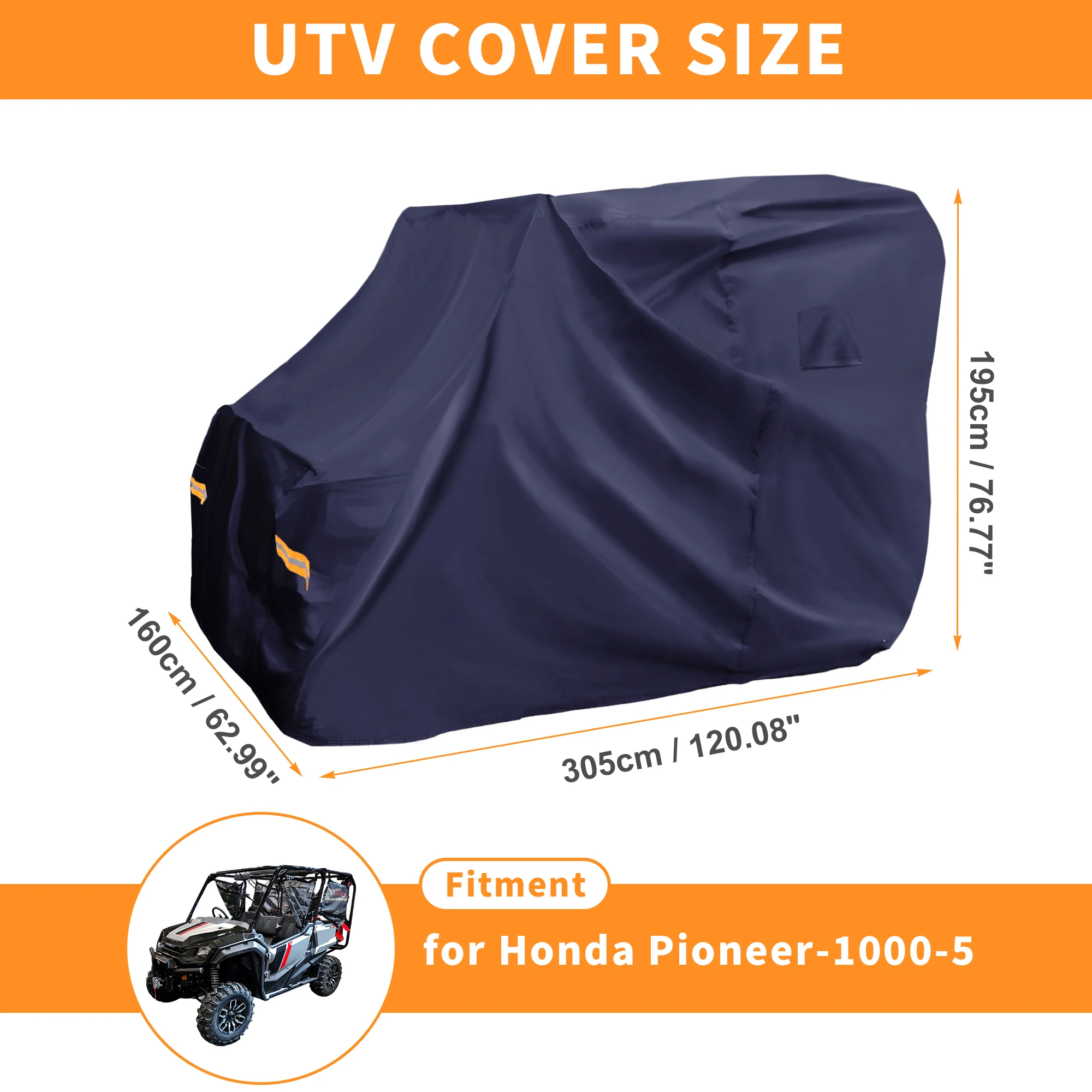UXCELL Waterproof UTV Cover Side by Side Covers for Honda Pioneer 1000-5 Navy Blue