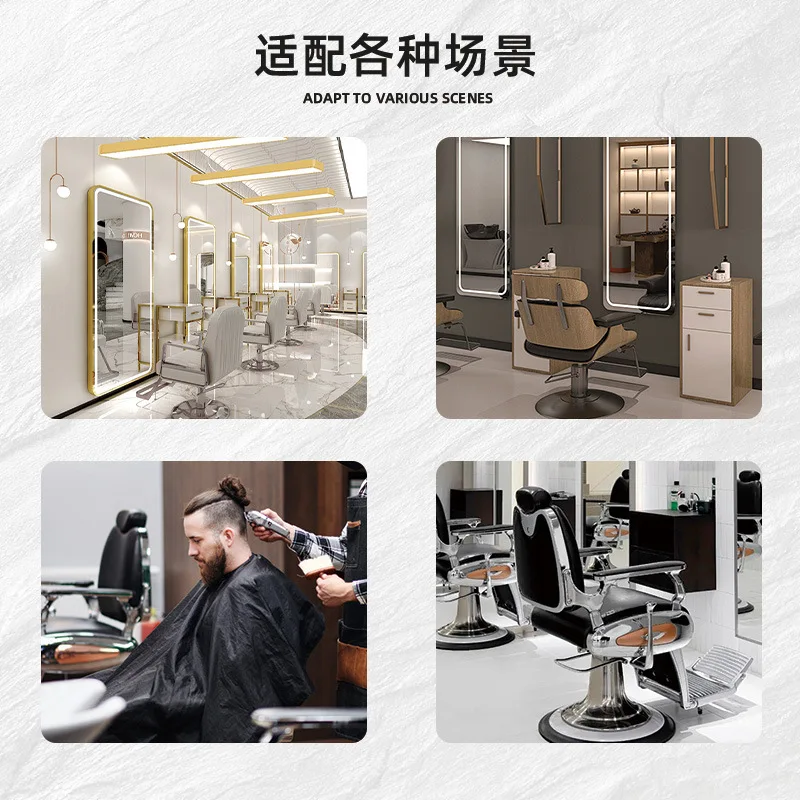 Men's retro barber chair, designed for use in barber shops and hair salons, with a reclining function