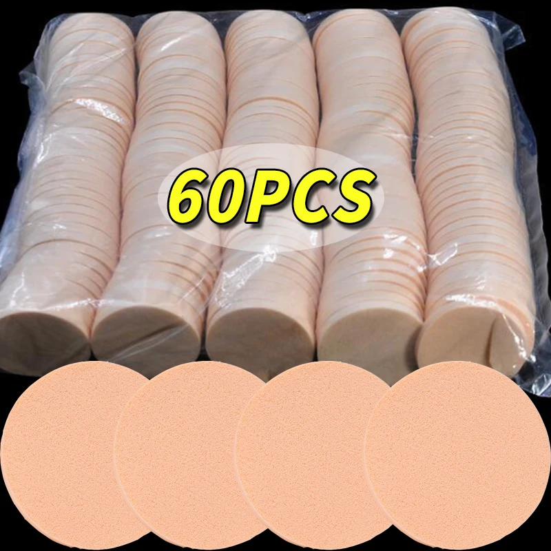 60PCS Cosmetic Powder Puffs Makeup Sponge Face Cleaning Sponges Soft Makeup Dry and Wet Dual Use Foundation Puffs Beauty Tools