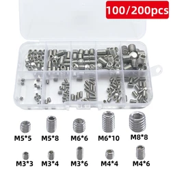 100/200pcs 304 stainless steel hex socket socket set flat end set screw