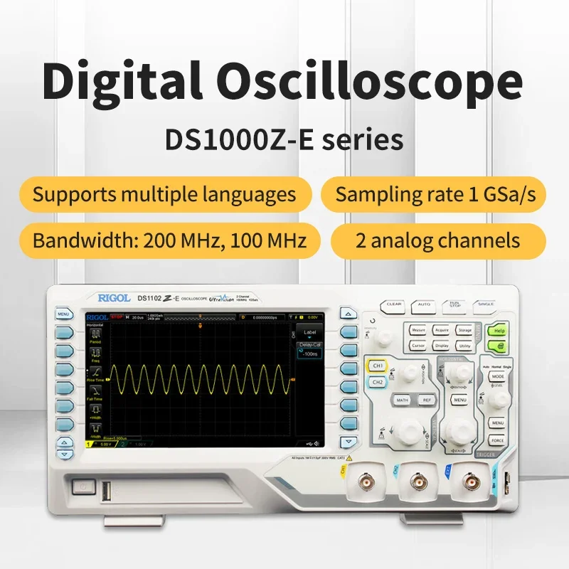 

DS1102Z-E цифровой осциллограф, 2 аналоговых канала, пропускная способность 100 МГц, частота дискретизации 1 Гвыб/с
