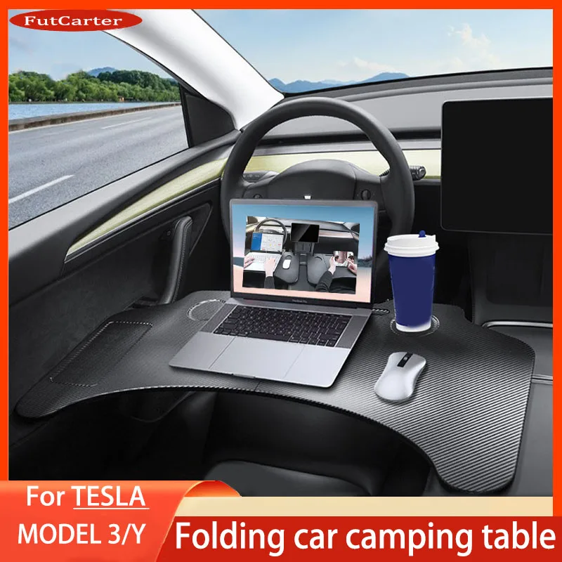 For Tray Table For Tesla Model 3 Model Y Folding Car Steering Wheel Board Laptop Foldable Desk Mount Eating Drinks Tray Holder