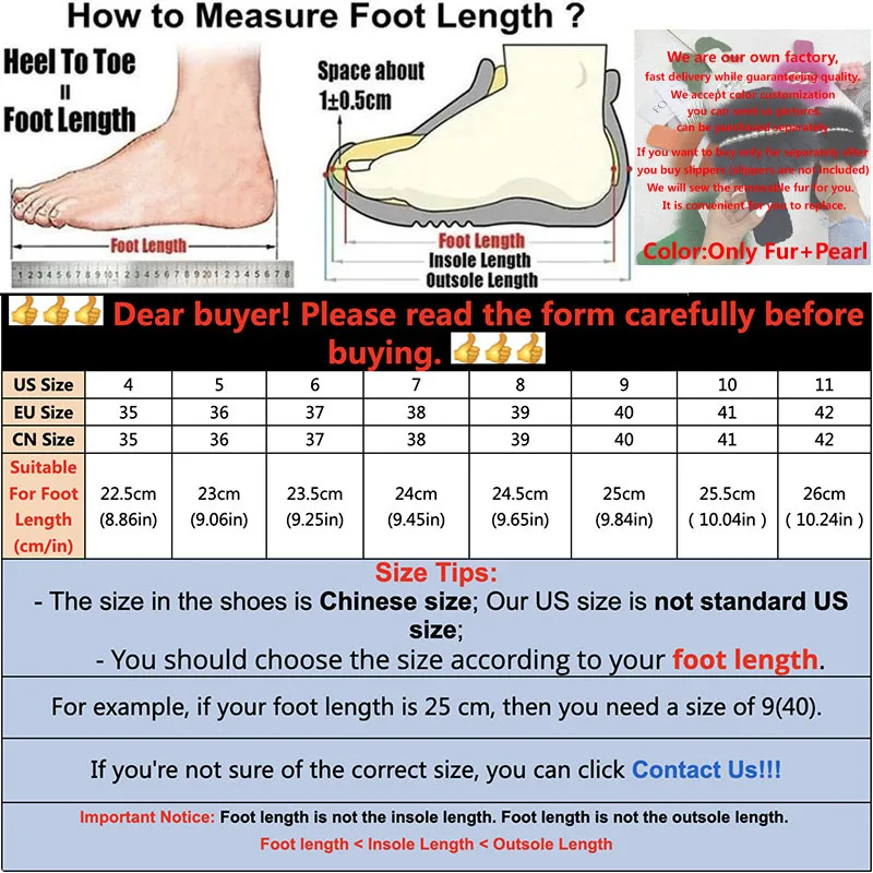 Woman Pearl Chain Flannel Flats Slippers Ladies 100% Natural Raccoon Fur Slides Fluffy Female Luxury Fox Fur Flip Flops Sandals