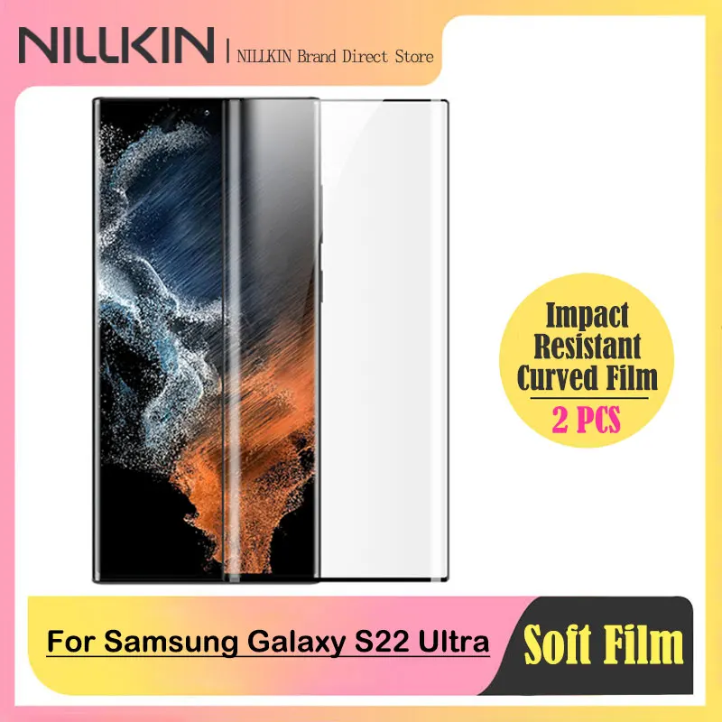 

NILLKIN 2Pcs Full Glue Screen Protector For Samsung Galaxy S22 Ultra Full Cover Soft Film For Samsung Galaxy S22 ultra With tool