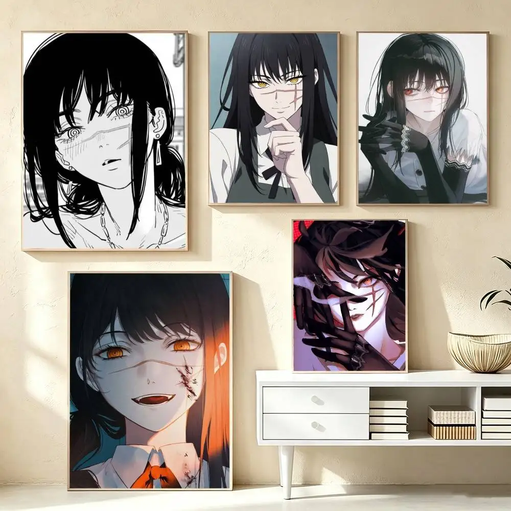 Anime Chainsaw Man Mitaka Asa  Poster High Quality Dorm Living Room Aesthetic Wall Decoration Painting Stickers Gift