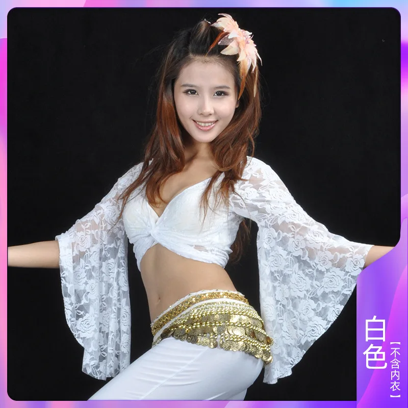 Lace Butterfly Sleeve Tops Belly Dance Costumes Practice Clothes With Delicate Mesh Stage Performance Dance Accessories