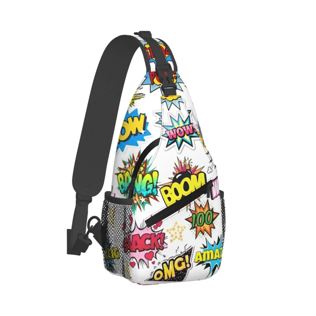 Elementos cômicos colorido sem costura padrão sling saco peito crossbody ombro sling mochila viagem caminhadas daypacks padrão pacote