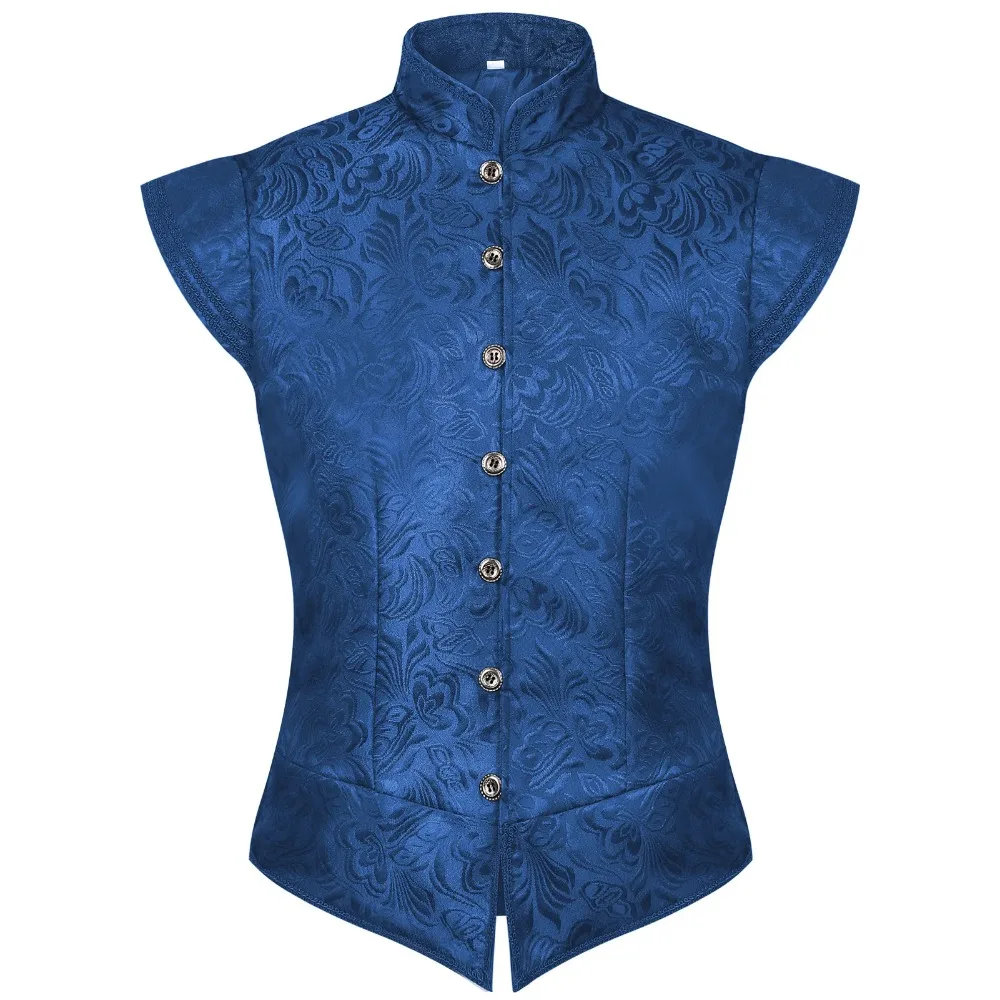 

Многоцветный мужской жилет размеров S-XXL для средневековой одежды, винтажный стиль, короткий жилет с воротником-стойкой, костюмы для Хэллоуина и косплея