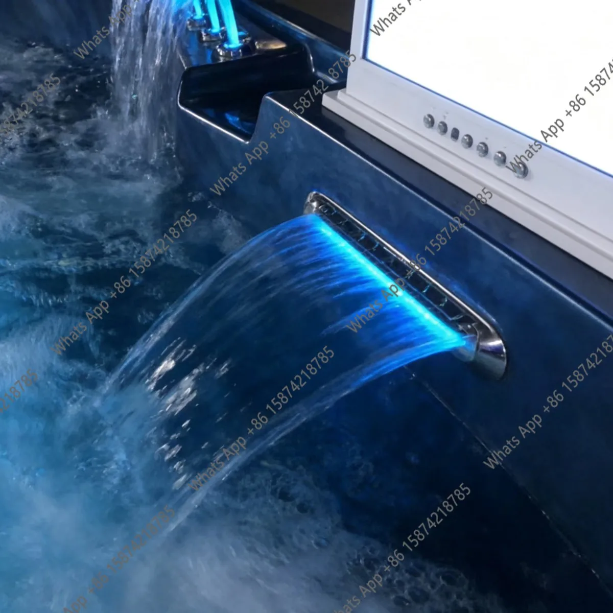 Kk 5 Seats Cloud Blue Acrylic Outdoor Smart Surfing Massage SPA Bath Villa Hotel Thermostatic Heating Cylinder