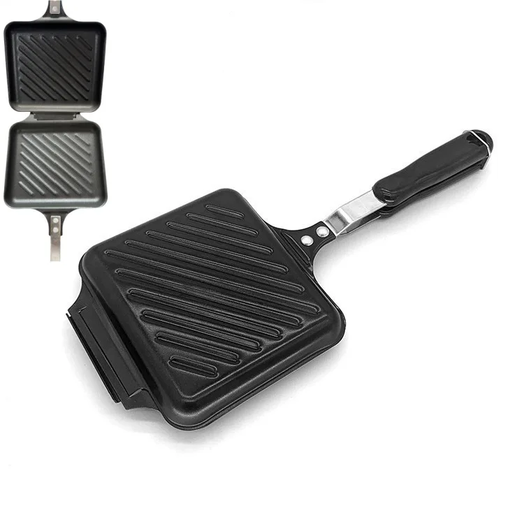 طبق قلاب من الألومنيوم غير لاصق ، مقلاة قلي على الوجهين ، مقلاة بانيني ساندويتش ، قالب بسكويت الوافل ، مقلاة خبز محمص #6