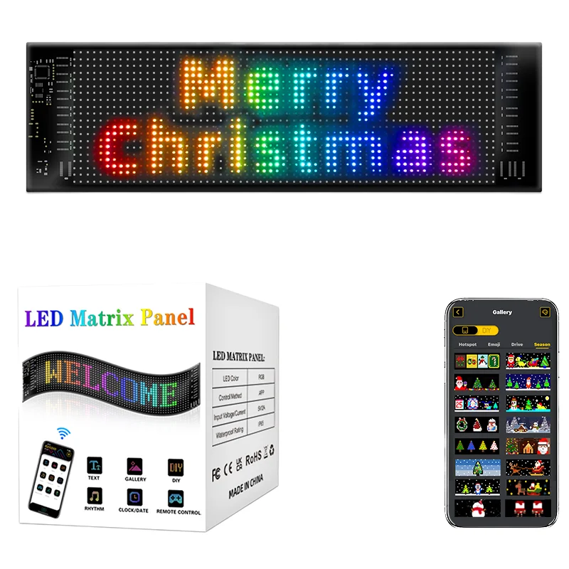 Flexible RGB Programmable LED Panel, Animated Scrolling Message Display For Mall, Store, Car Window, Indoor & Outdoor Use