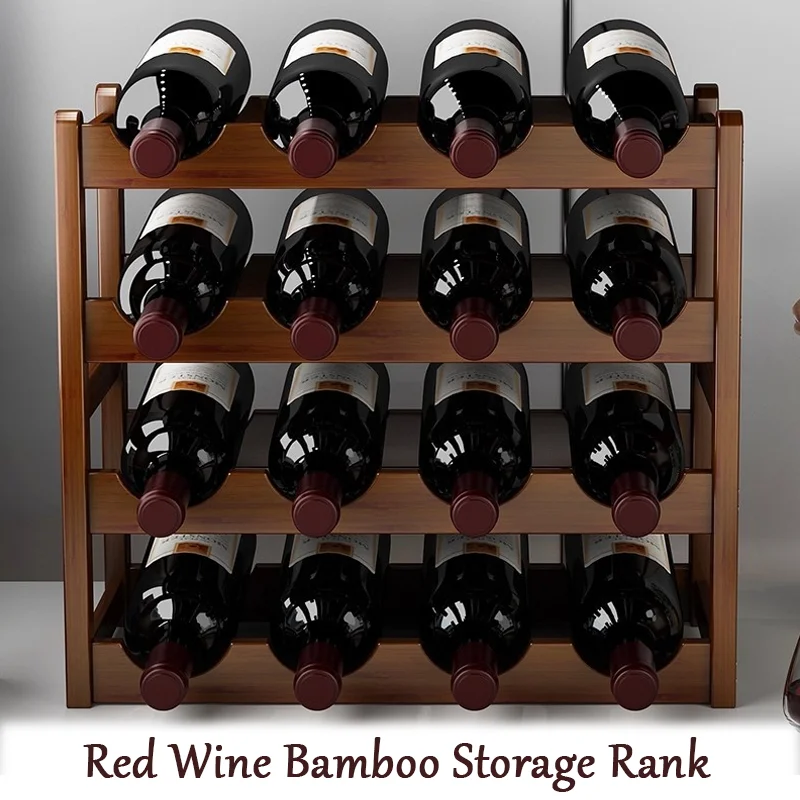 1Pc Premium Bamboo Wine Rack Multi-Tier Tabletop Wine Bottle Holder Space-Saving Countertop Display Rack for Home Kitchen Decor