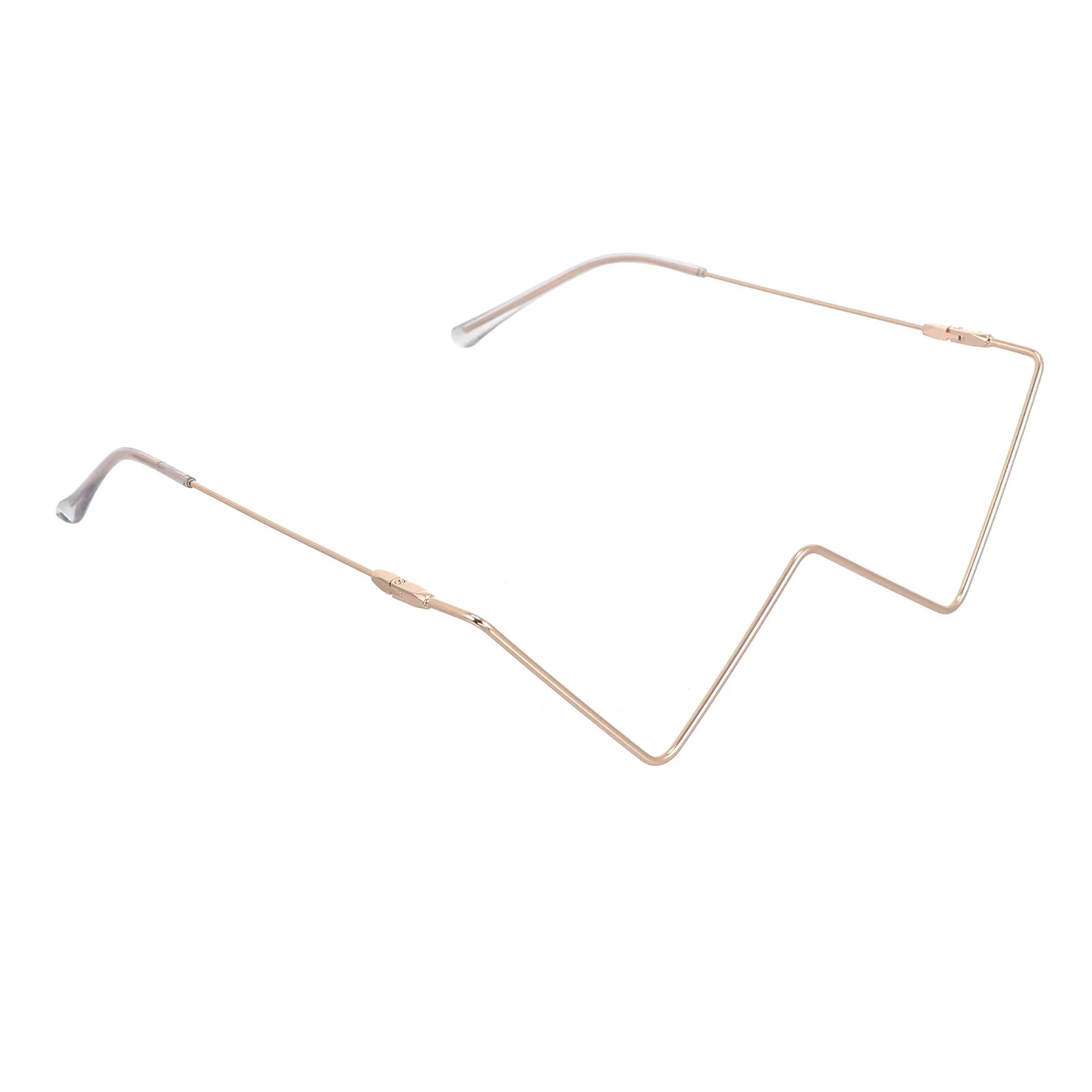 Metal Decorative Glasses Frame Semi-Rimless Lensless Eyeglasses Frame Lightweight Stylish Funny Party Props Eyewear for Cosplay