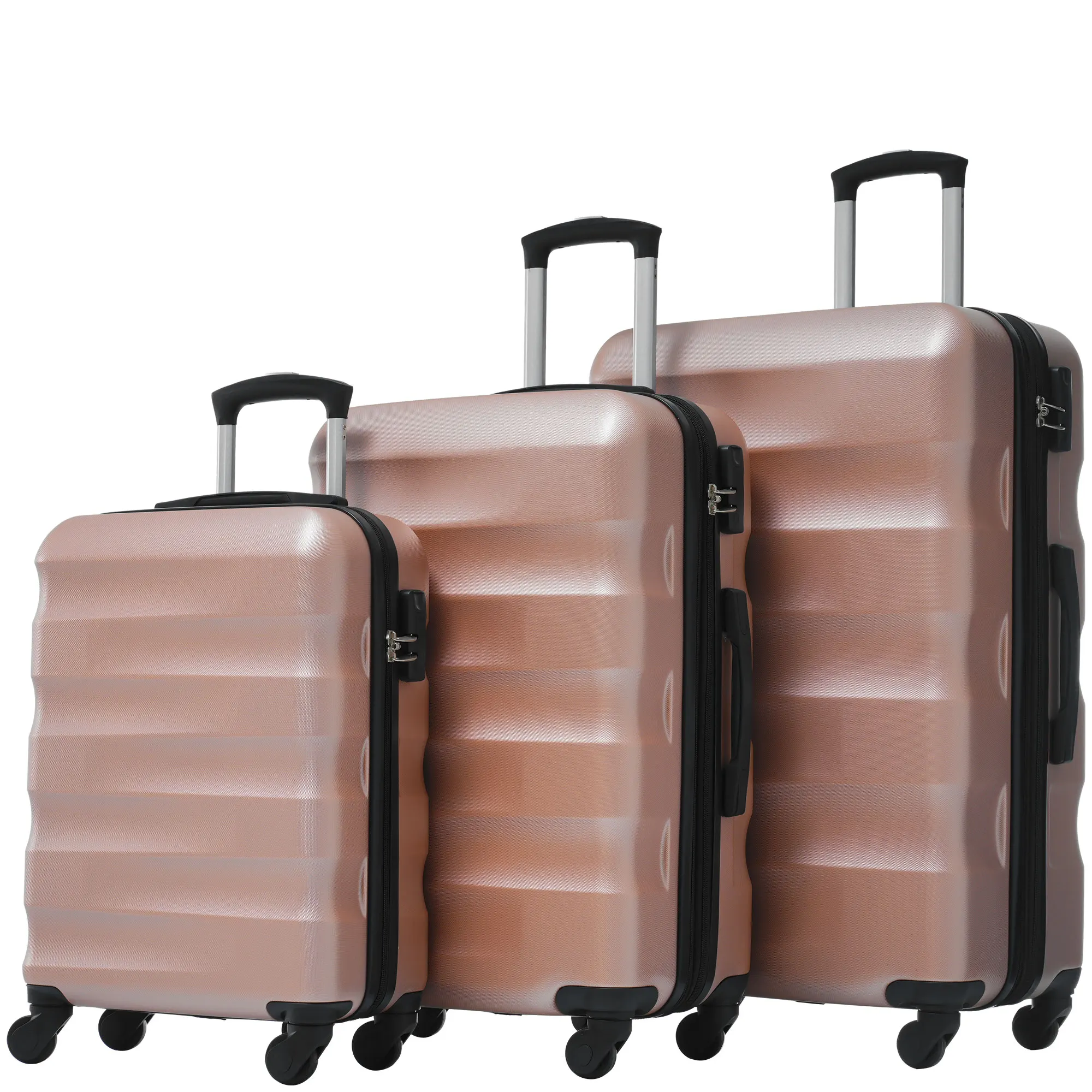 TSA Toll Case suitcase hand luggage 4 Rolls ABS Material TSA Custom Lock 56.5*36*20 Pink