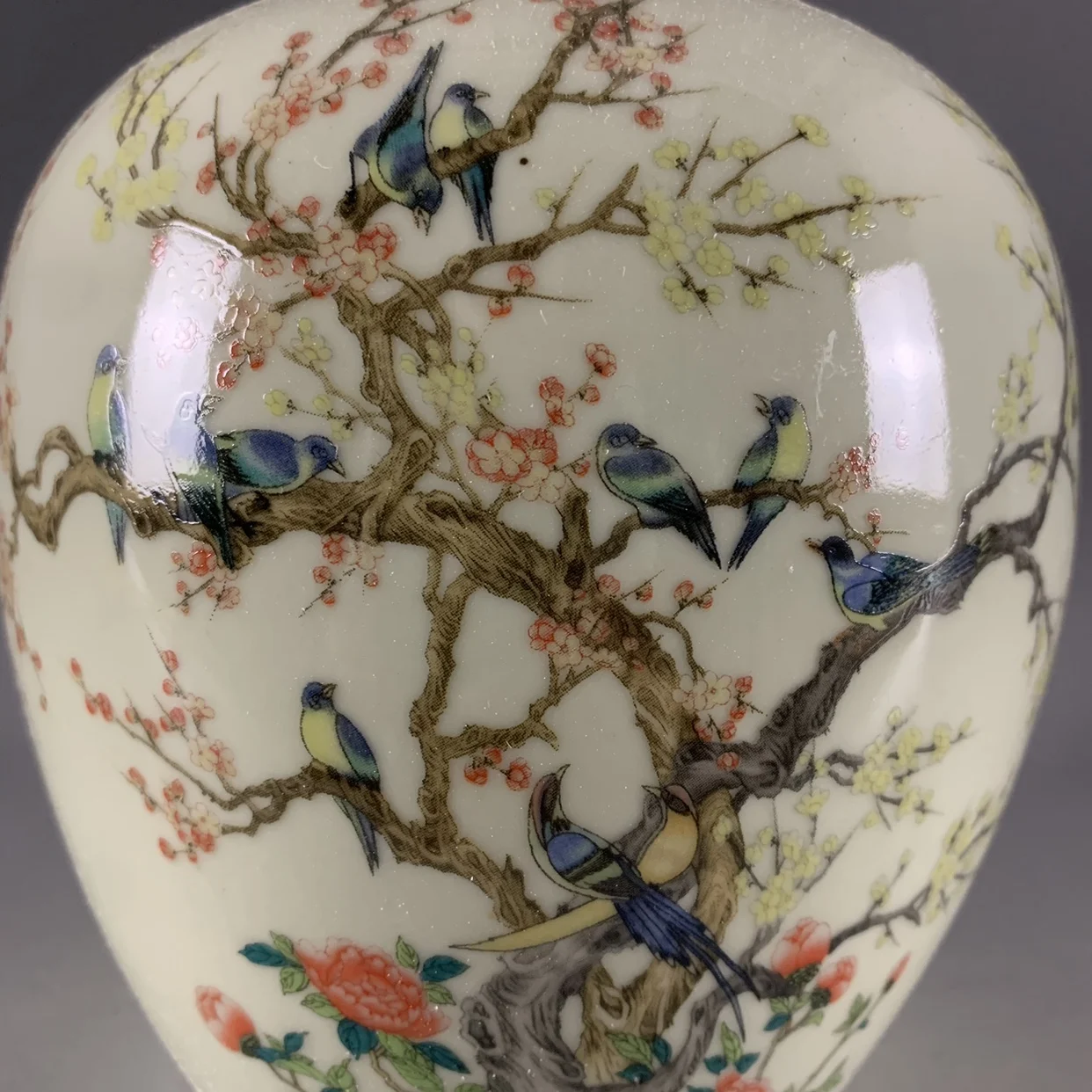 Vase ceramic underglaze pastel twelve magpie picture large capacity new  retro antique porcelain study tabletop ornament artwork