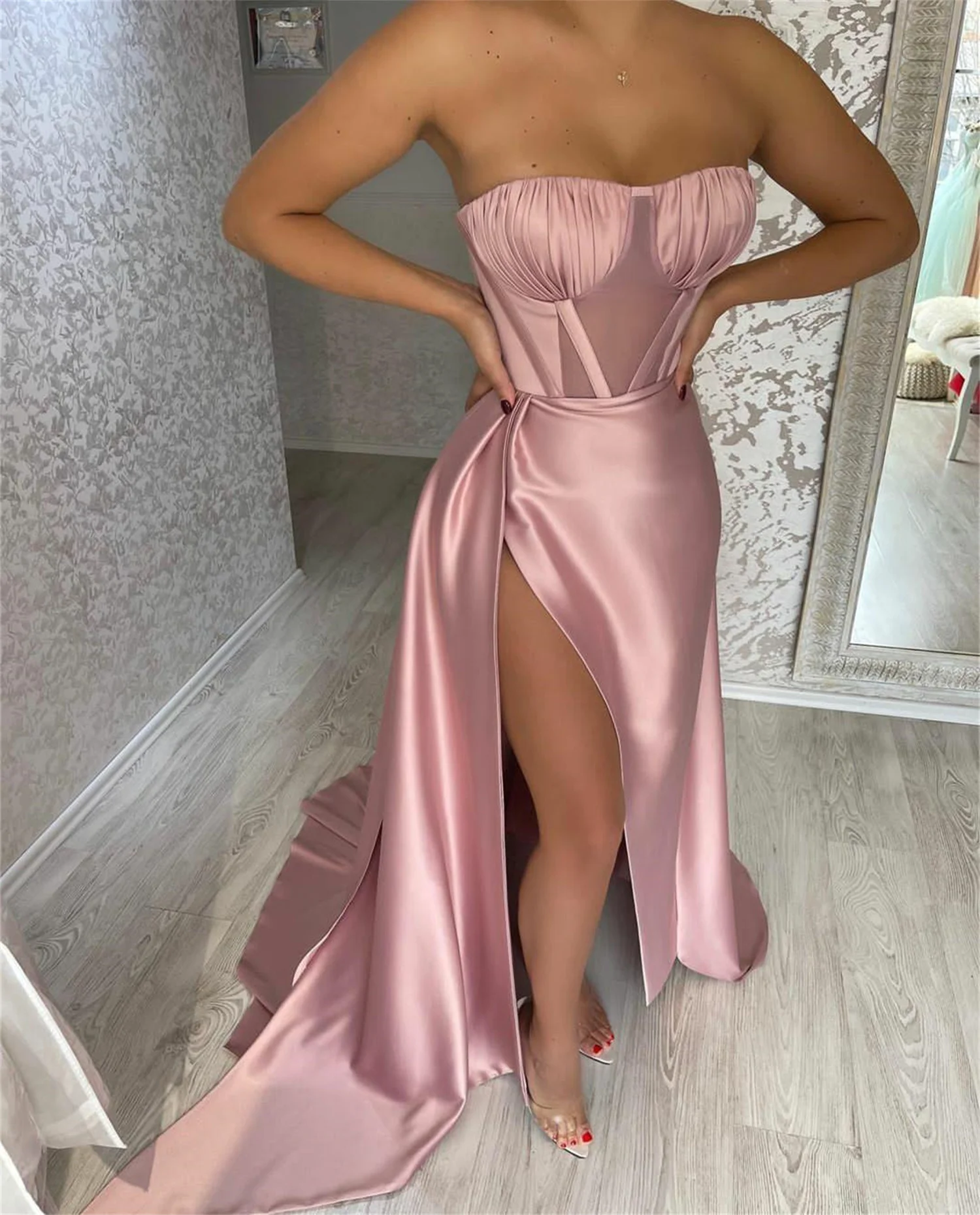 Satin Bride Dresses Wedding Dress Plus Size Woman Slit Bepeithy Official Store Women's Elegant Dresses Bridal Dress 2023 Parties