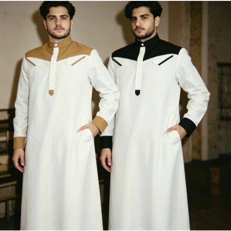 

Men's Traditional Loose Stand Collar Long Sleeve Jumpsuit Color Block for Fall Winter Daily and Holiday Wear