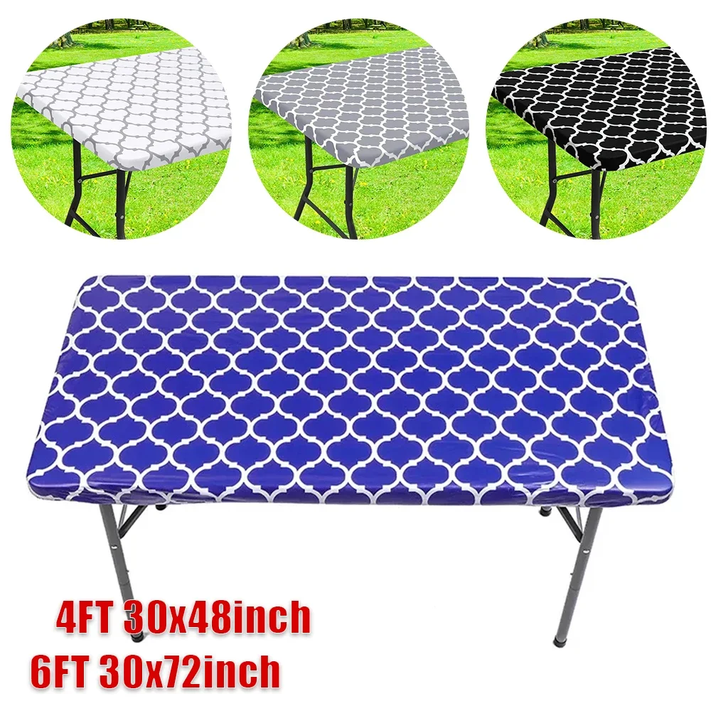 

Folding Elastic Fitted Waterproof Tablecloth Oil-proof Wipeable Table Cover for Party Decoration Picnic Camping Outdoor Manteles