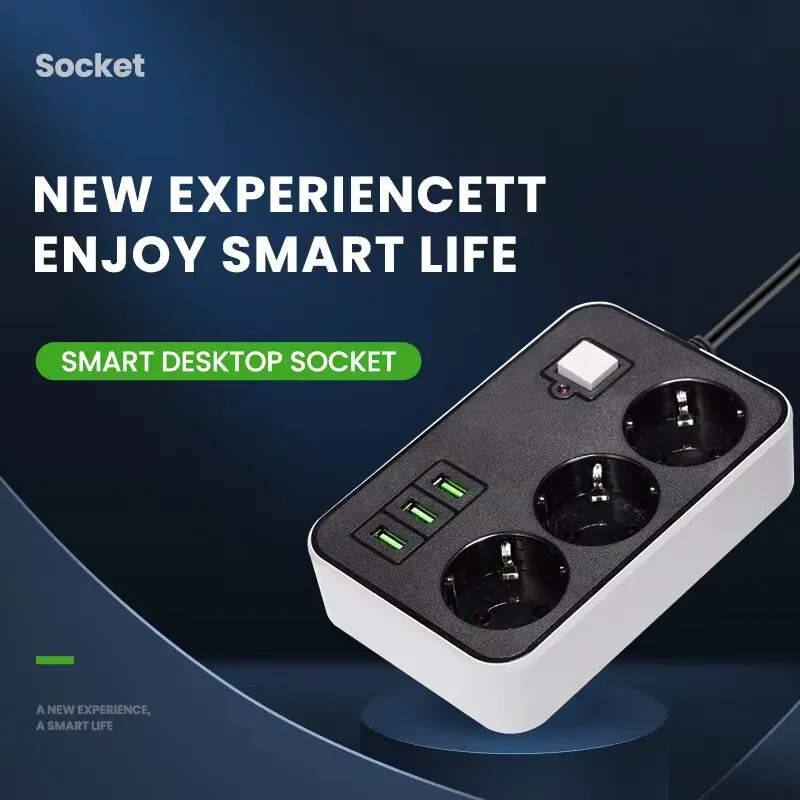 2 Round Pin Power Strip 3 Outlets 3 USB EU Socket RUS Plug Electrical 2M 3M 5M Extension Cable Extension Socket