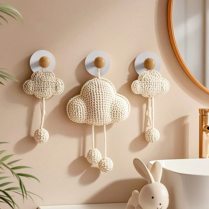 Towel Hooks Wall Mounted - Adhesive Bathroom Coat Hooks for Hanging Robes Clothes Light Brown, Black Solid Wood Beech Wall Hook