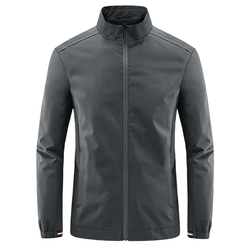 Chaqueta fina y transpirable para hombre, abrigo informal de negocios con cuello levantado, Color sólido, para deportes de ciclismo, Primavera, 5XL, 2024