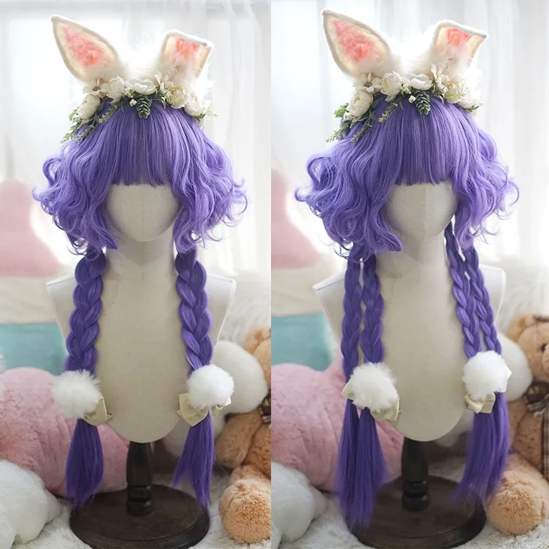 Sintético 5 cores cabeça de água-viva lolita peruca de cabelo encaracolado mulher peruca cosplay natural resistente ao calor longo cabelo encaracolado