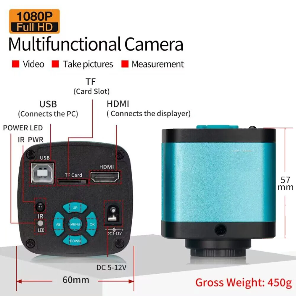 Yizhan 4K 48MP HDMI VGA USB Industrial Video Microscope For PCB Soldering 1080P HD Digital Camera 1-150X Zoom C Mount Lens 2K