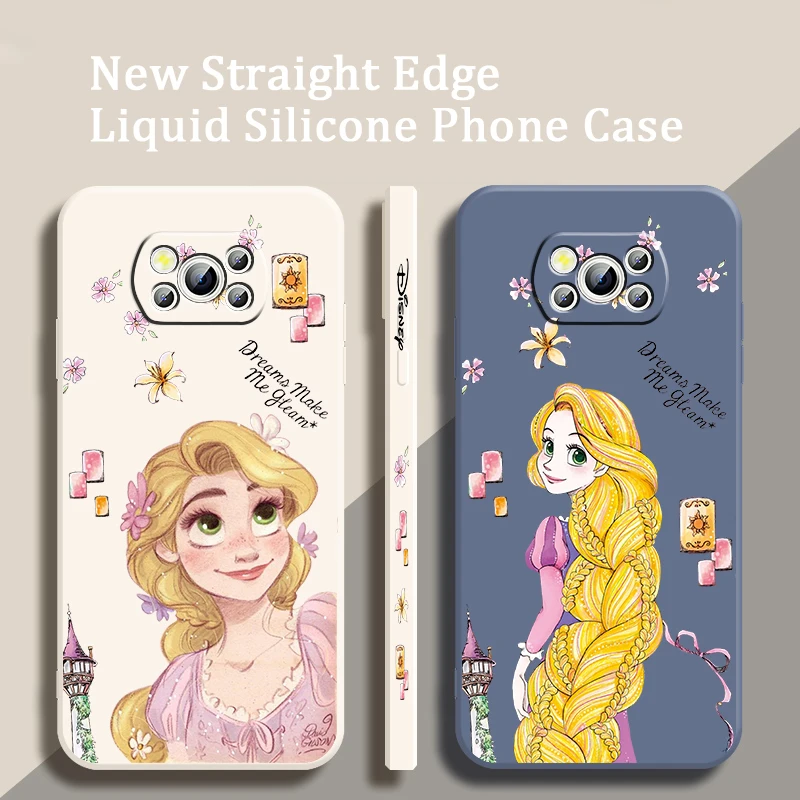 Princess Tangled Rapunzel Liquid Left Rope For Xiaomi Mi Poco X5 X4 X3 M6 M5 M5S M4 M3 F5 F4 F3 C55 C40 Pro 5G Soft Phone Case