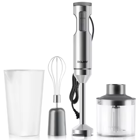 Hand Immersion Blender 1000W Powerful 4-in-1,Stainless Steel Stick Food Mixer,700ml Mixing Beaker,500ml Processor,Whisk