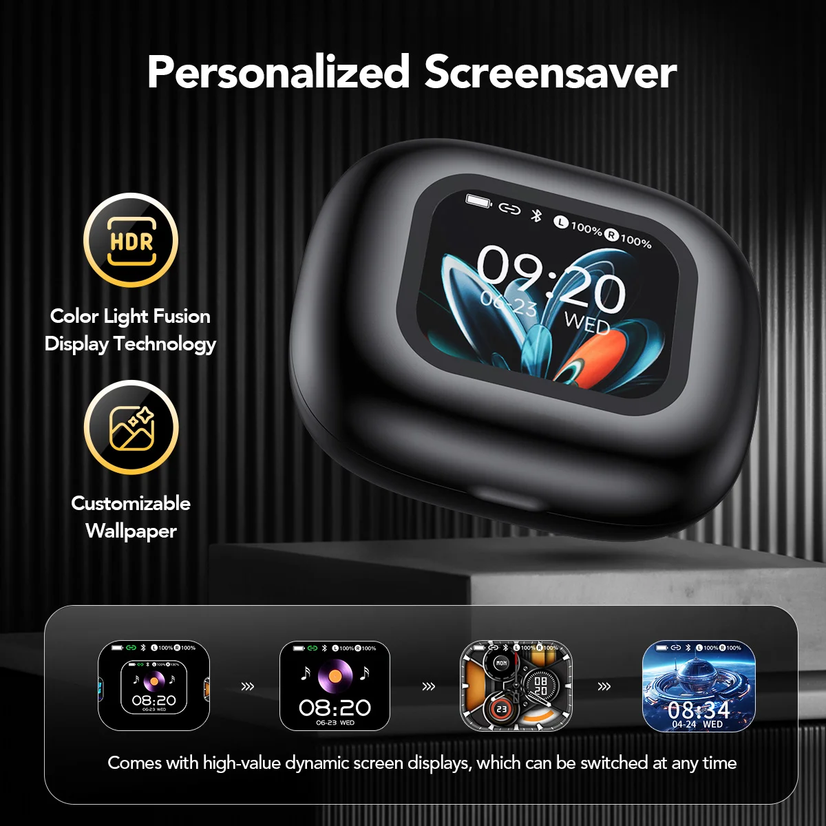 NE27 블루투스 V5.4 이어폰 OWS 스포츠 블루투스 무선 헤드폰 AI 번역기 이어버드 LCD 터치 스크린 오픈 이어 ...