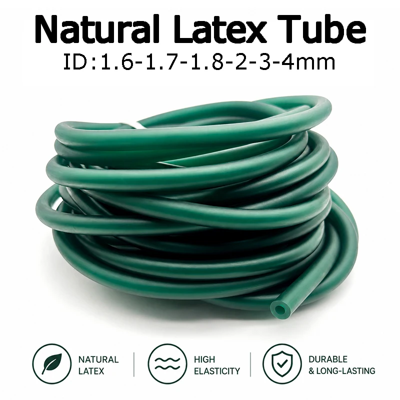 ID 1.6mm~4mm Dark Green Natural Latex tube elastic band elastic band rubber hose slingshot accessories tension rope rubber tube