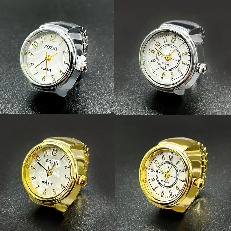 Finger Watches Selling Round Golden Silvery Quartz Men's And Women's Simple Ring Watches