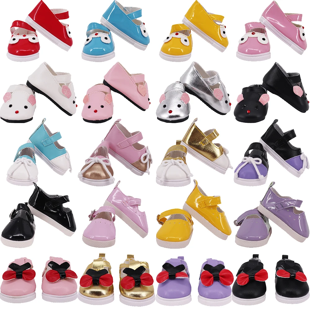 Doll Shoes 7cm Fashion High-quality 18 Inch American Doll Shoes PU Leather Shoes For 43cm Reborn Our Generation Doll Girl`s Toys