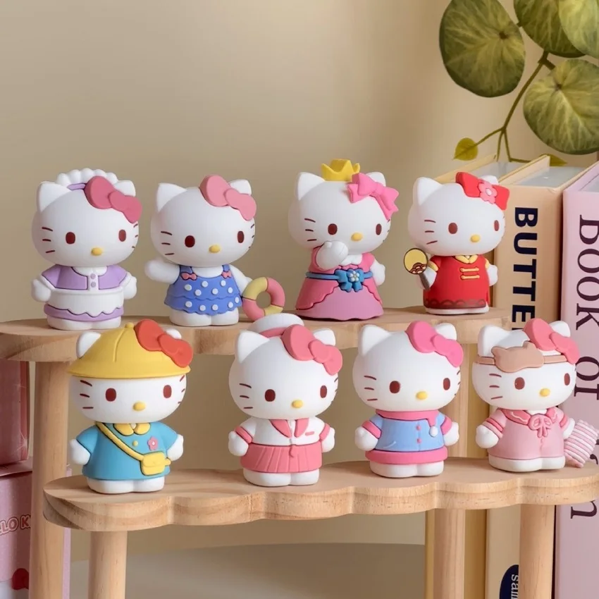 Figurka Sanrio, postać z kreskówki, urocza Hello Kitty, kawaii, do przebierania, ozdoba na biurko, lalka, kreskówkowa dziewczynka, prezent urodzinowy