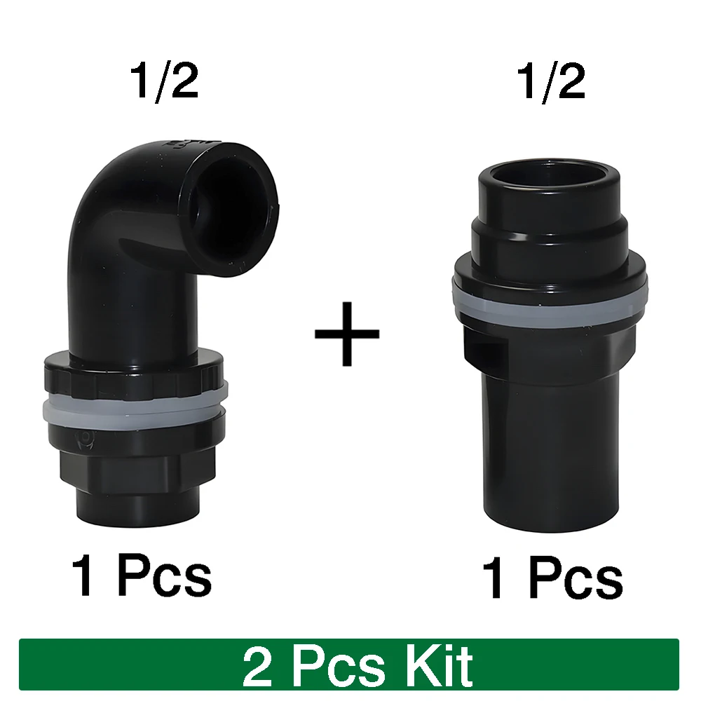 2 Pcs Kit inner diameter 20mm 1/2 non threaded fish tank water connector aquarium accessories elbow+direct