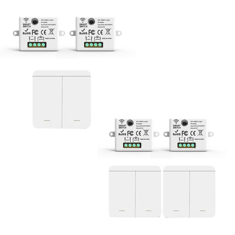 2PCS Wireless Light Wall Switch RF 433Mhz Relay Receiver LED Remote Control For LED Lamp