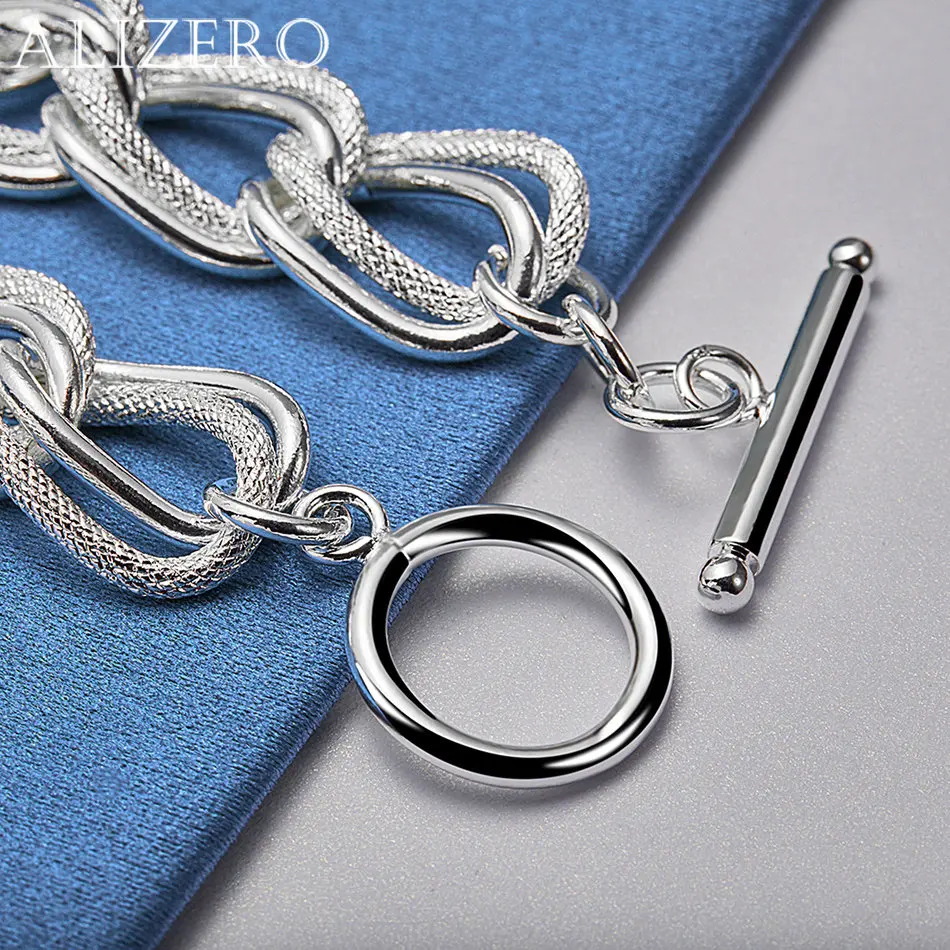 ALIZERO 925 Sterling Silver Bracelets Frosted Geometric Circles Bracelet For Women Men Fashion Wedding Party Gifts Jewelry