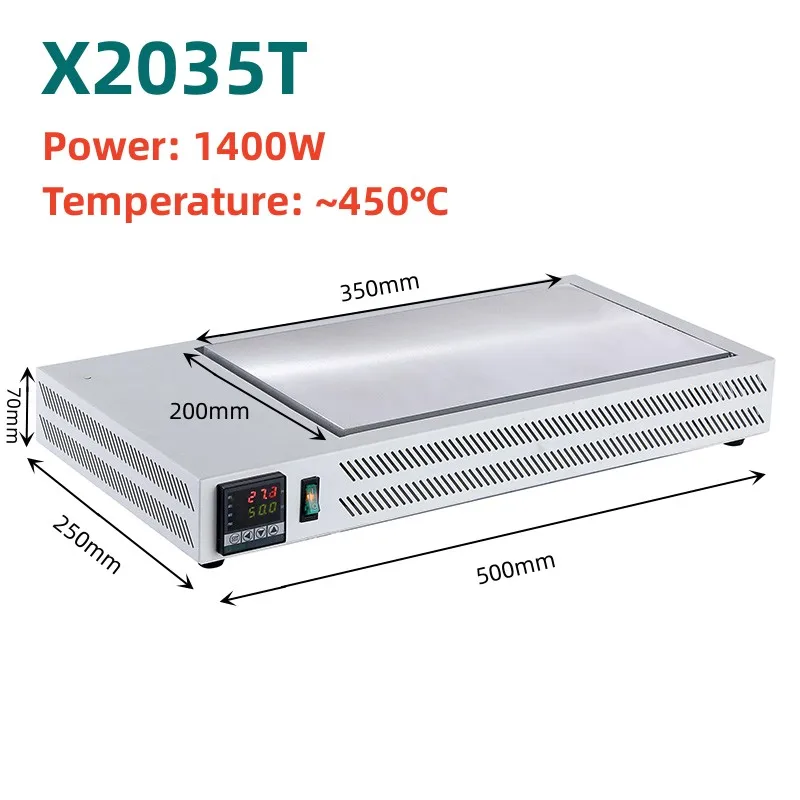 X2035T Aluminium Heating Platform 1400W 200x350mm 450℃ Electronic Digital Preheating Station Table LED Lamp Bead Repair Tool