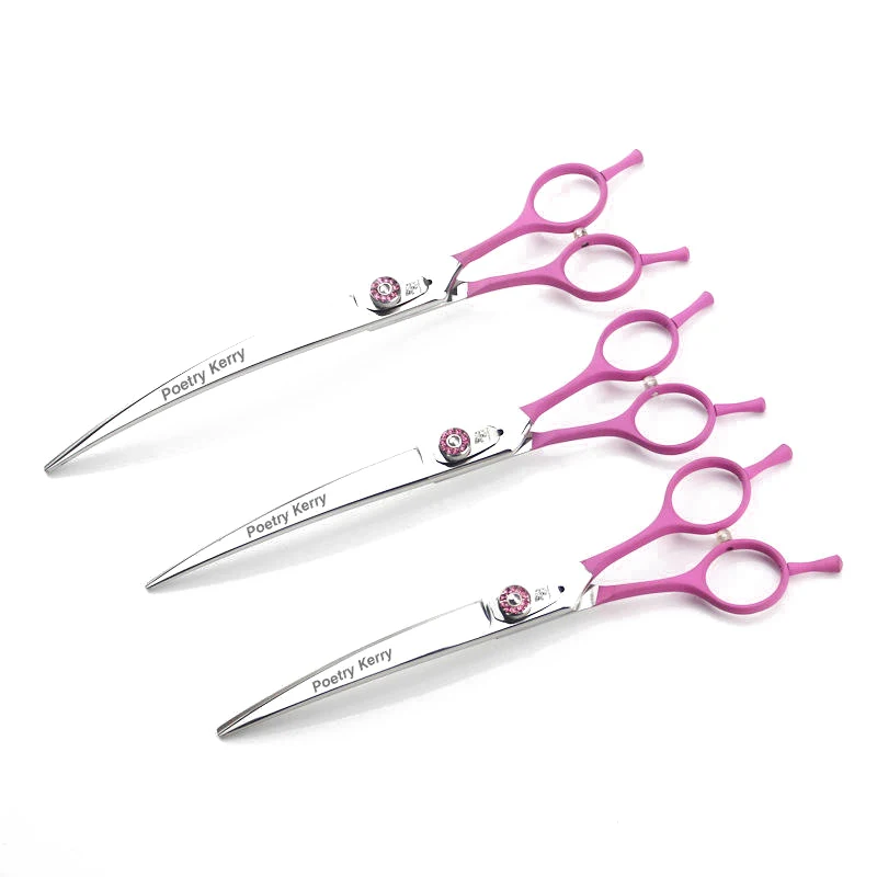 

Grooming Scissors for Dog 7" 7.5" 8" Japan 440C Pink Professional Pet Scissors Cat Puppy Curved Shears Pet Flur Cutting Scissors