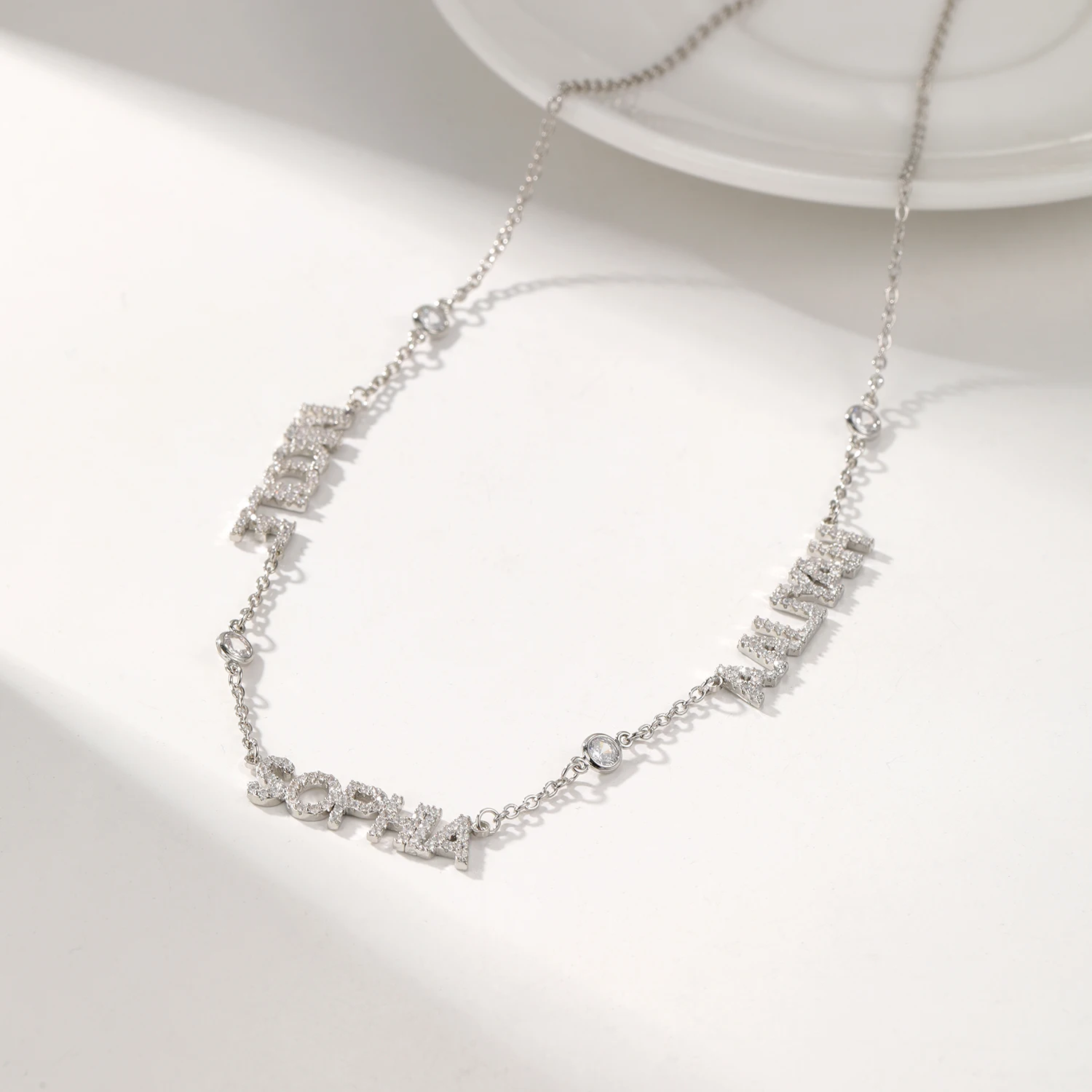 

18K Gold Custom Multi Name Necklace Personalized Pavé Zircon Necklace Custom Name Jewelry Luxury Name Necklace Gift for Women