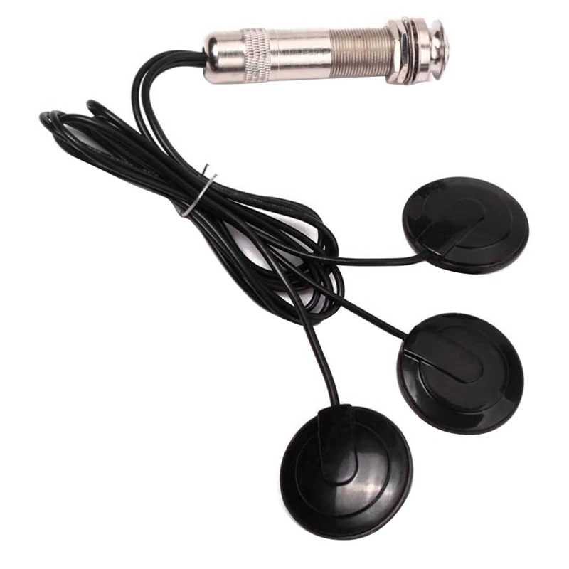 Guitar Pickup Piezo Contact Microphone Pickup 3 Transducer Pickup System For Acoustic 6.35Mm Jack (Black)