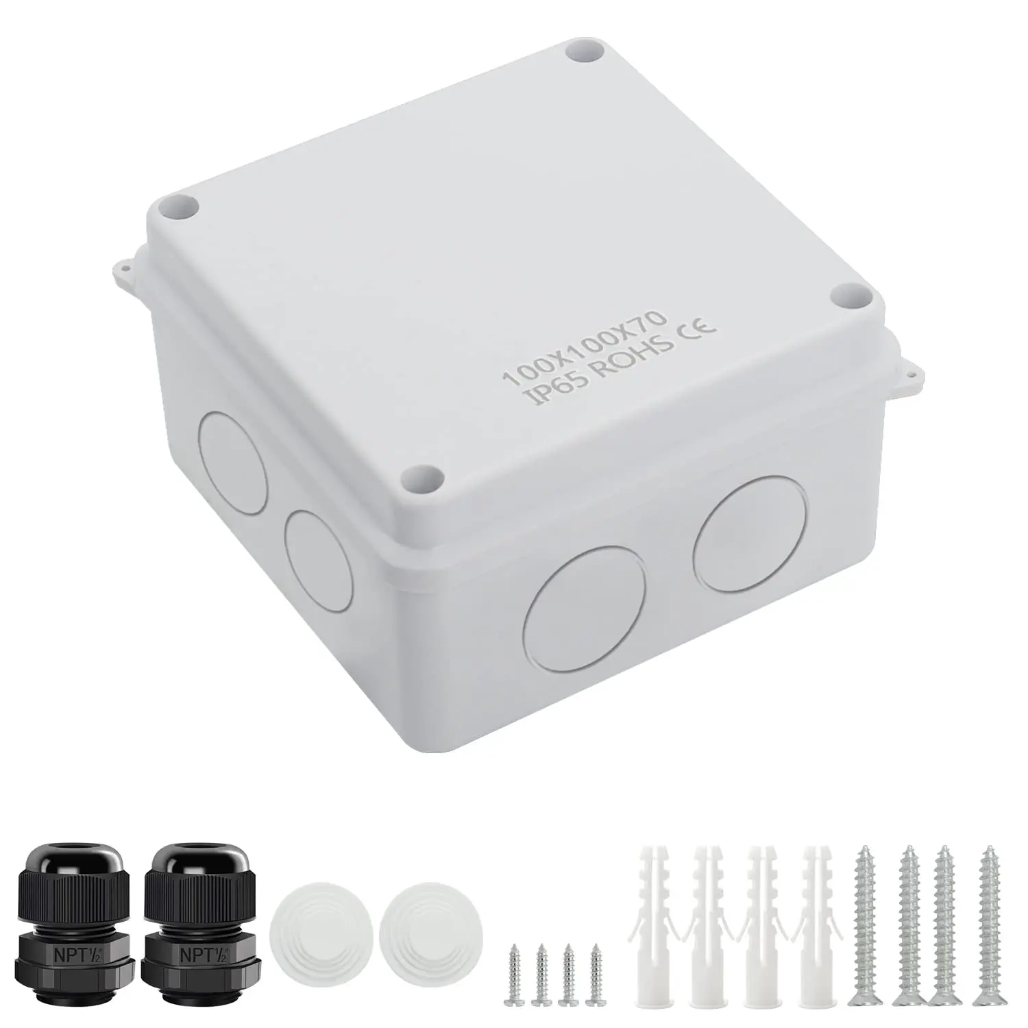 

IP65 Waterproof Junction Box, ABS Plastic Electrical Enclosure, 3.9x3.9x2.8 inch