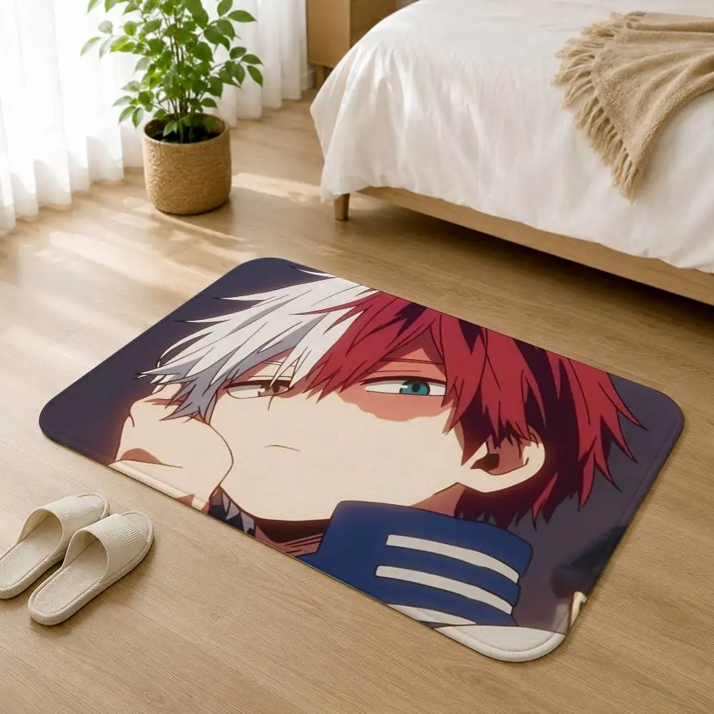 T-Todoroki My Hero A-Academia Anti‑Slip Floor Mat Short Plush Rug mat Soft Comfortable Machine Washable Home Decor
