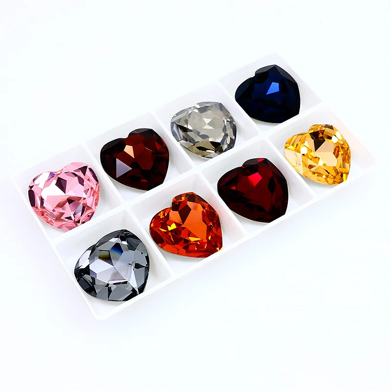 28MM Popularne klejnoty 3D Heart Pointed Back Crystal Nail Art Rhinestone K9 Glass Loose Gemstone Diamonds For Jewelry Decoration 3005